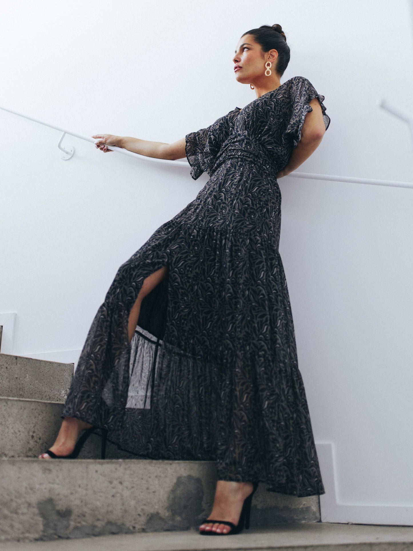 Bedrucktes langes Kleid