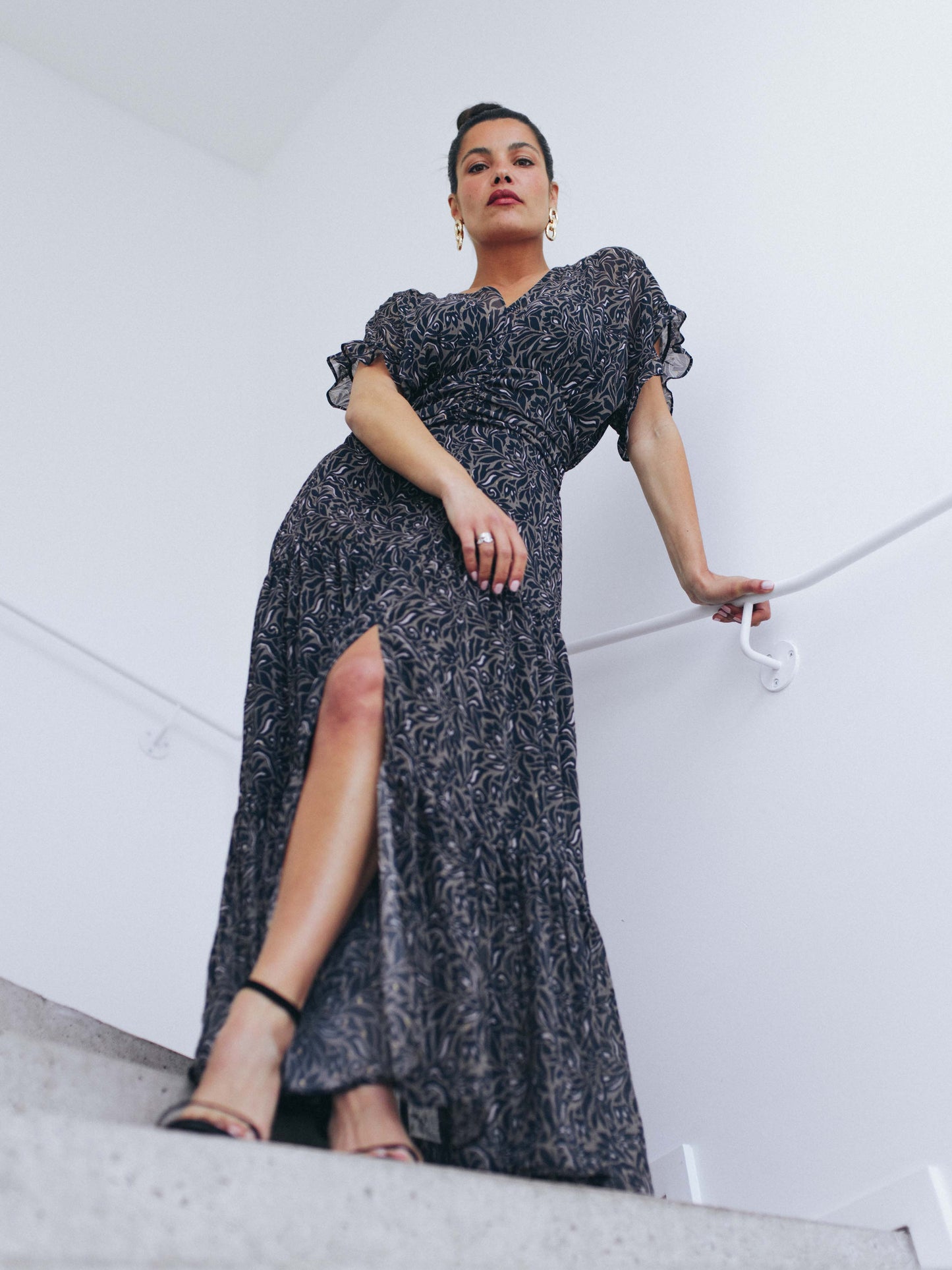 Bedrucktes langes Kleid
