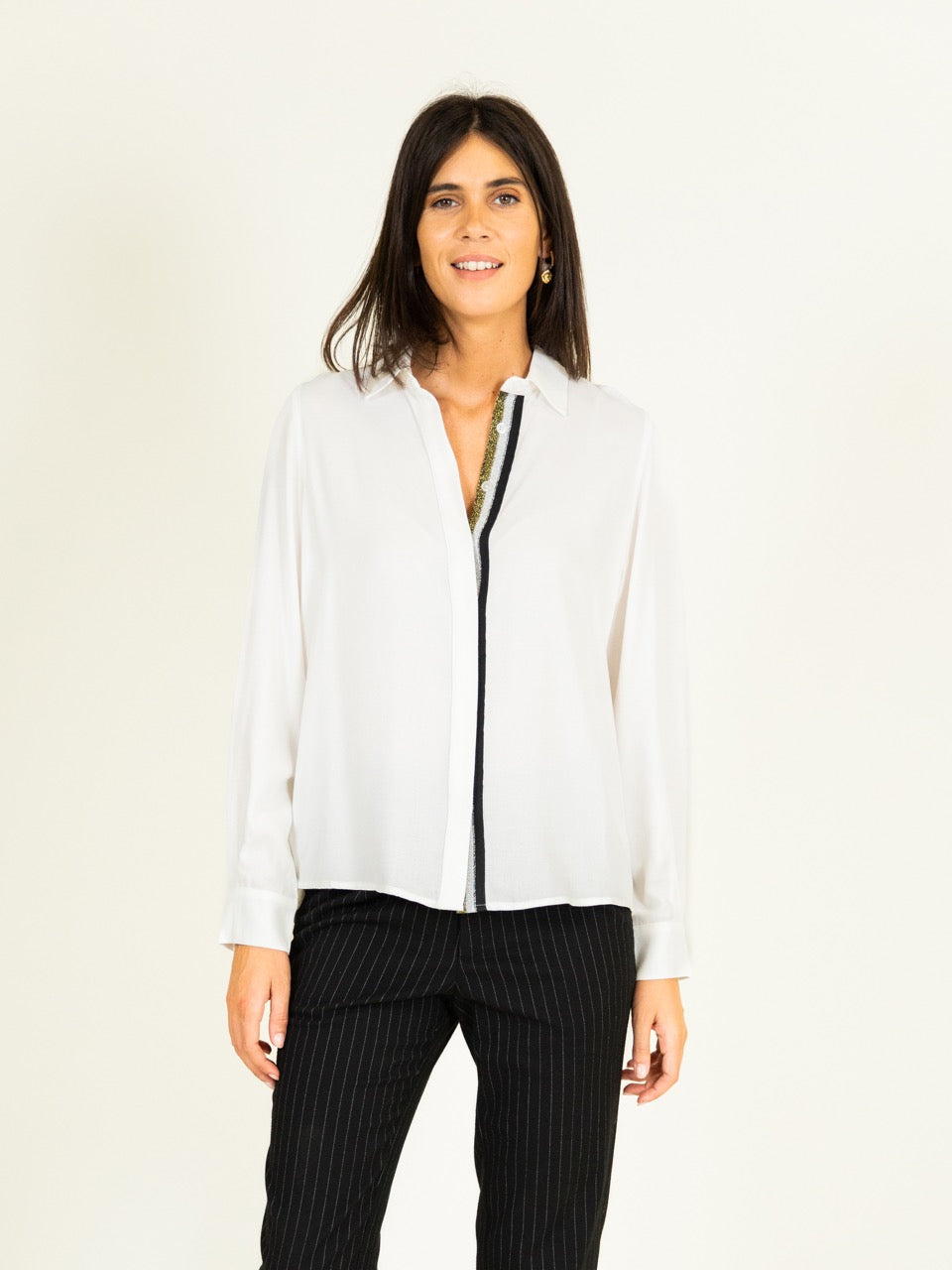 Hemd mit Lurex-Besatz
