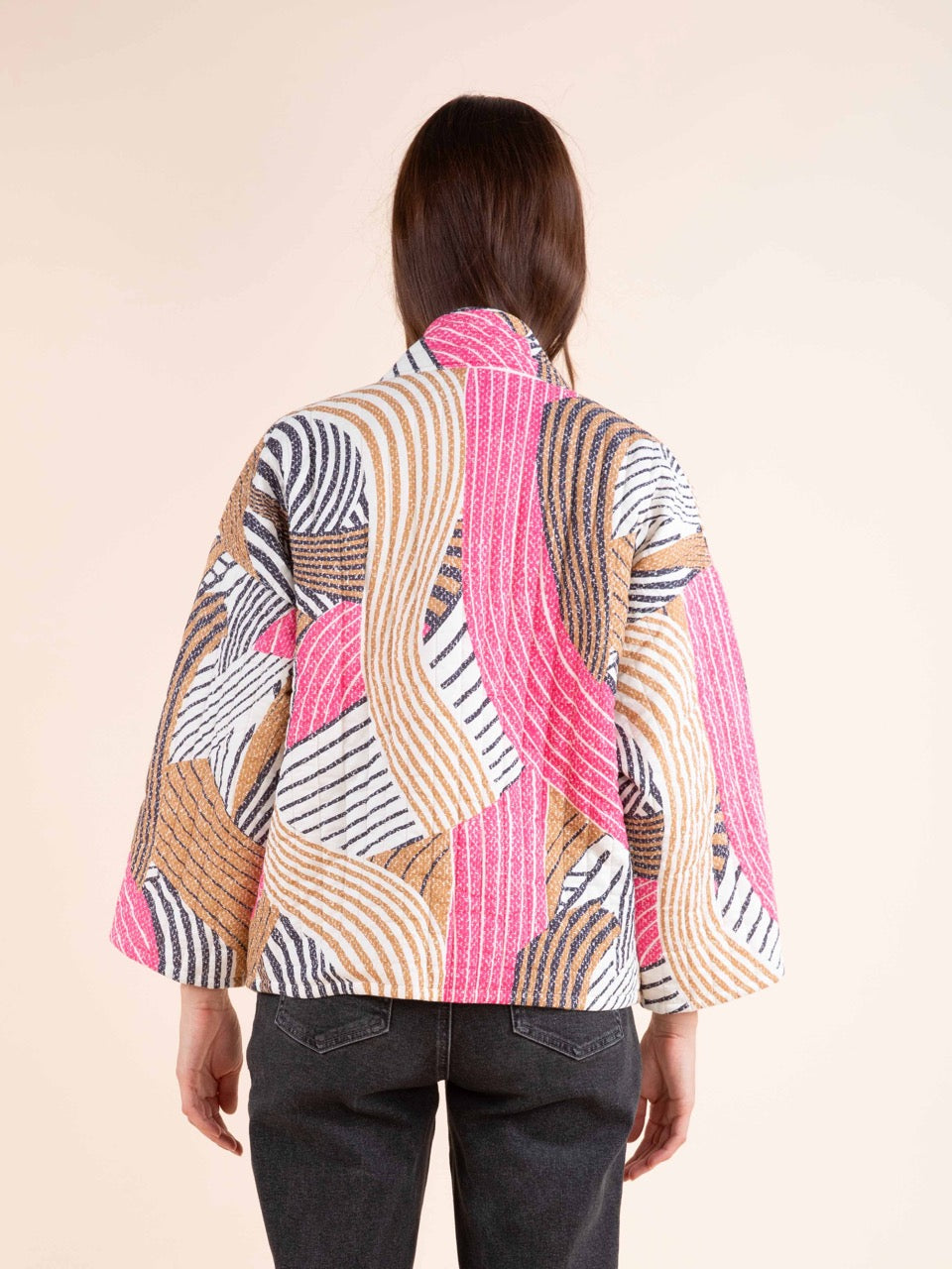 Gesteppte Kimonojacke mit Print