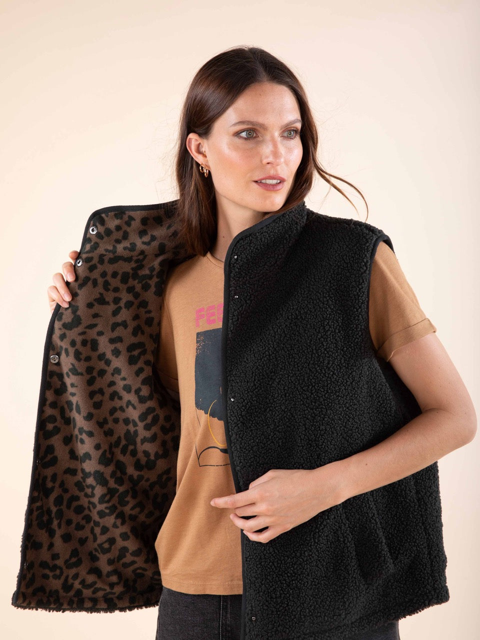 Wendbare, ärmellose Jacke