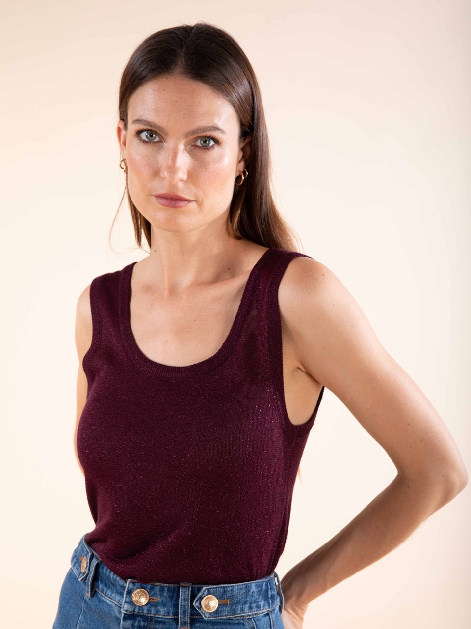 Irisierendes Top in Aubergine