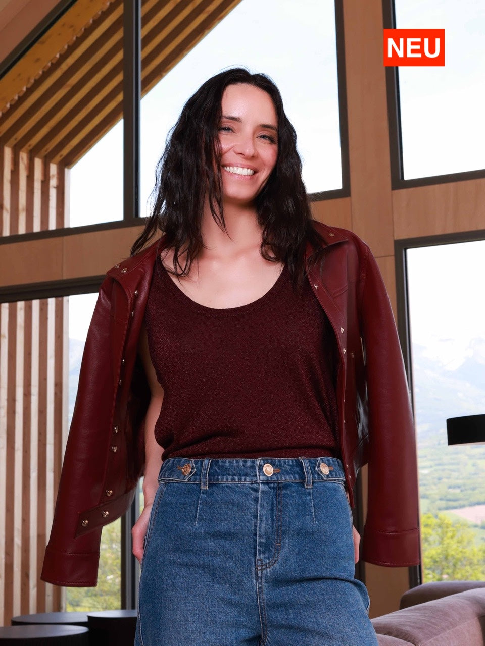 Irisierendes Top in Aubergine