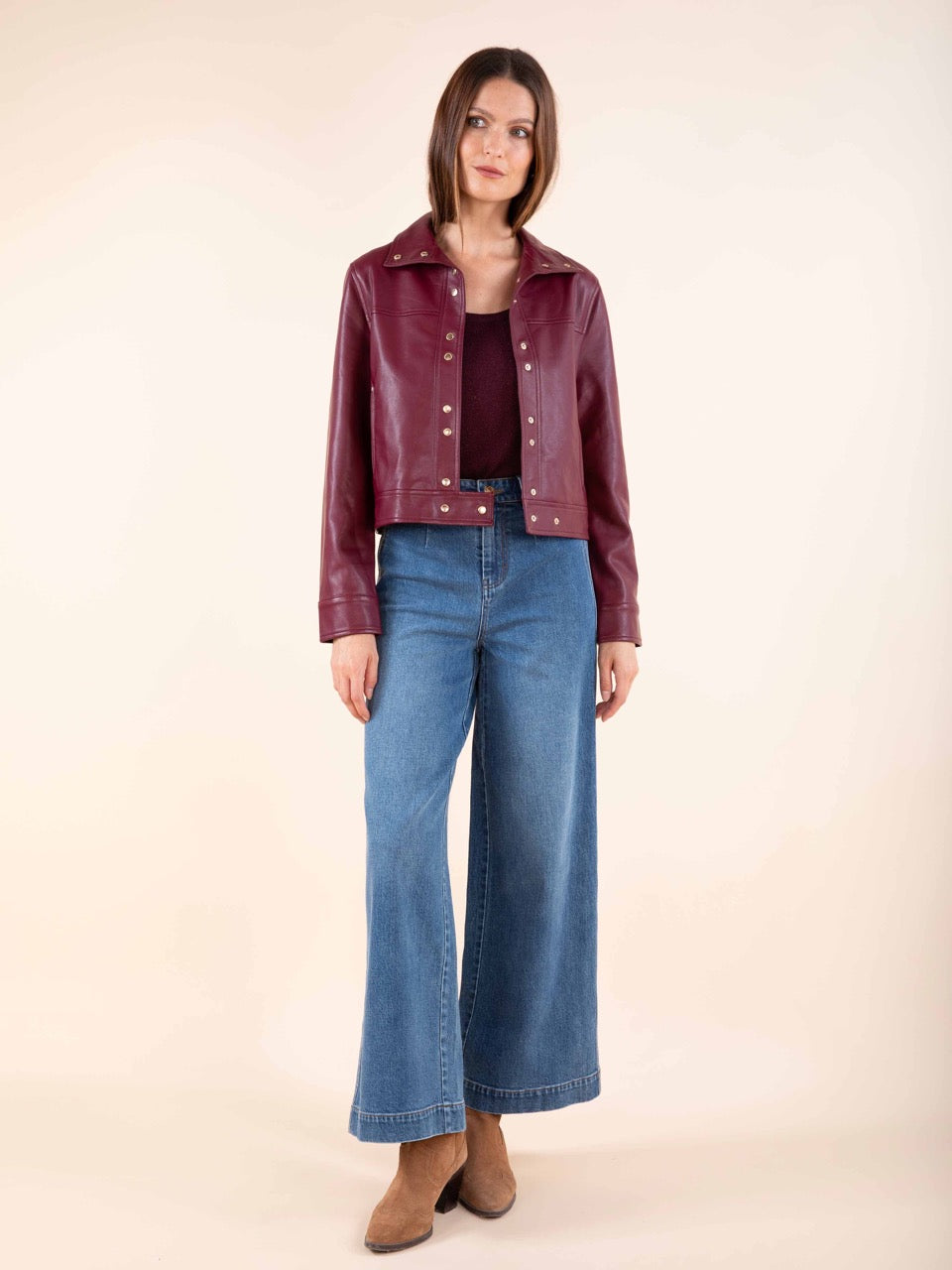 Irisierendes Top in Aubergine