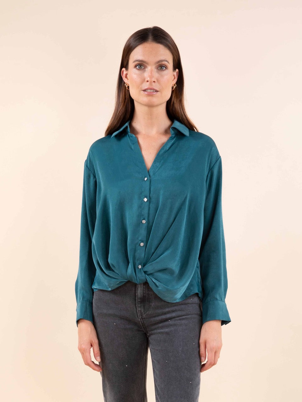 Satinierte Twist-Bluse