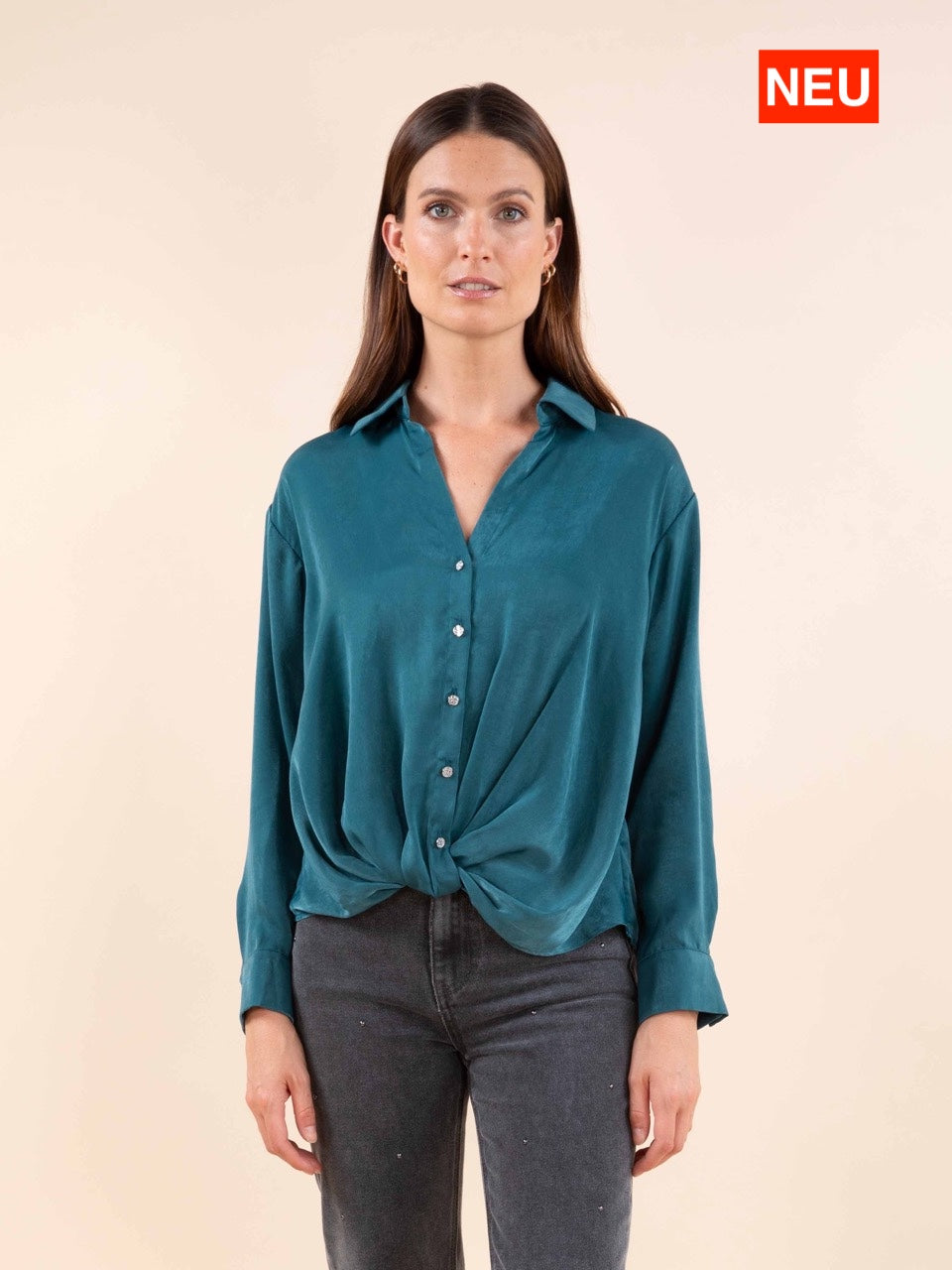 Satinierte Twist-Bluse