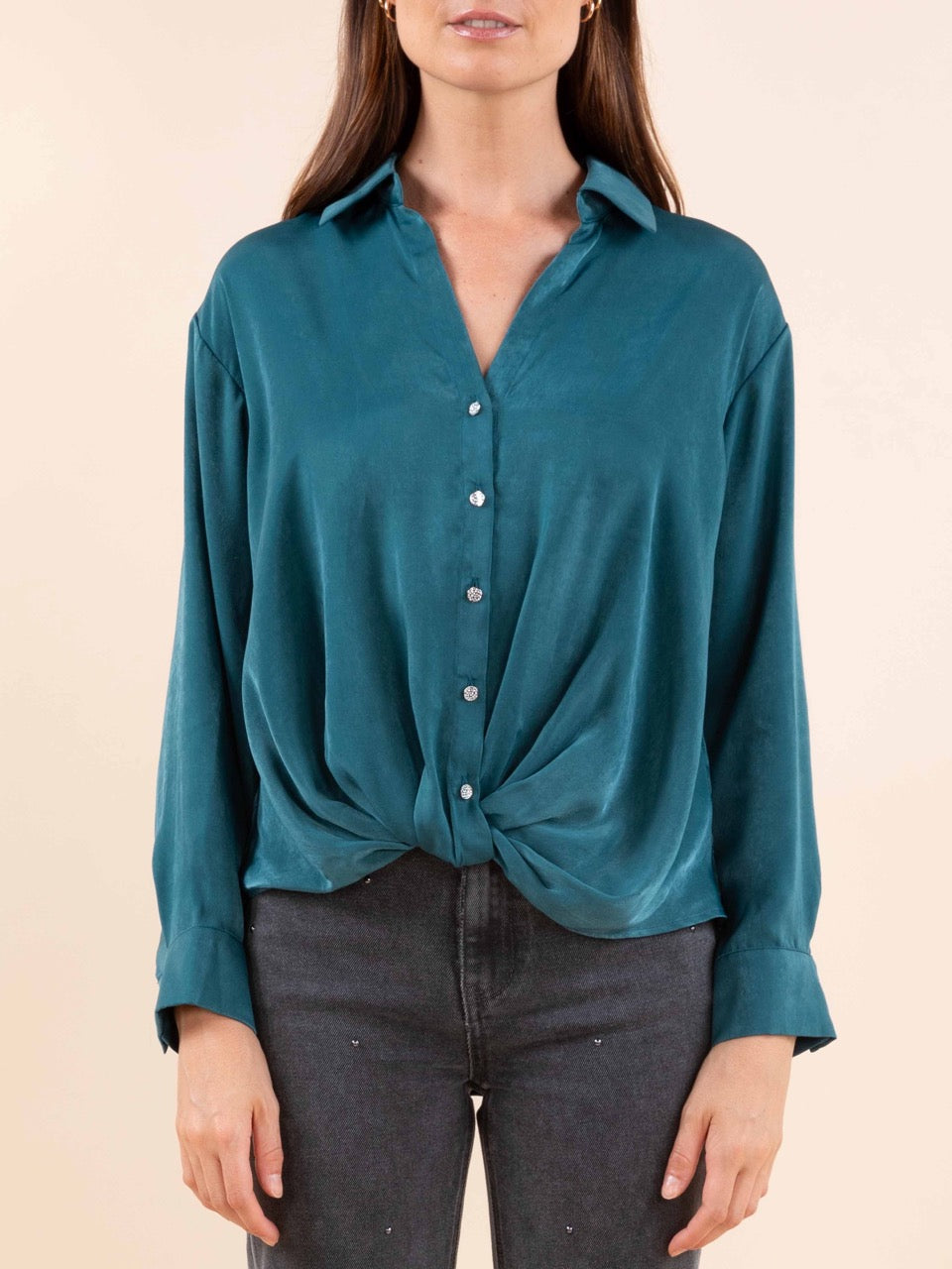 Satinierte Twist-Bluse