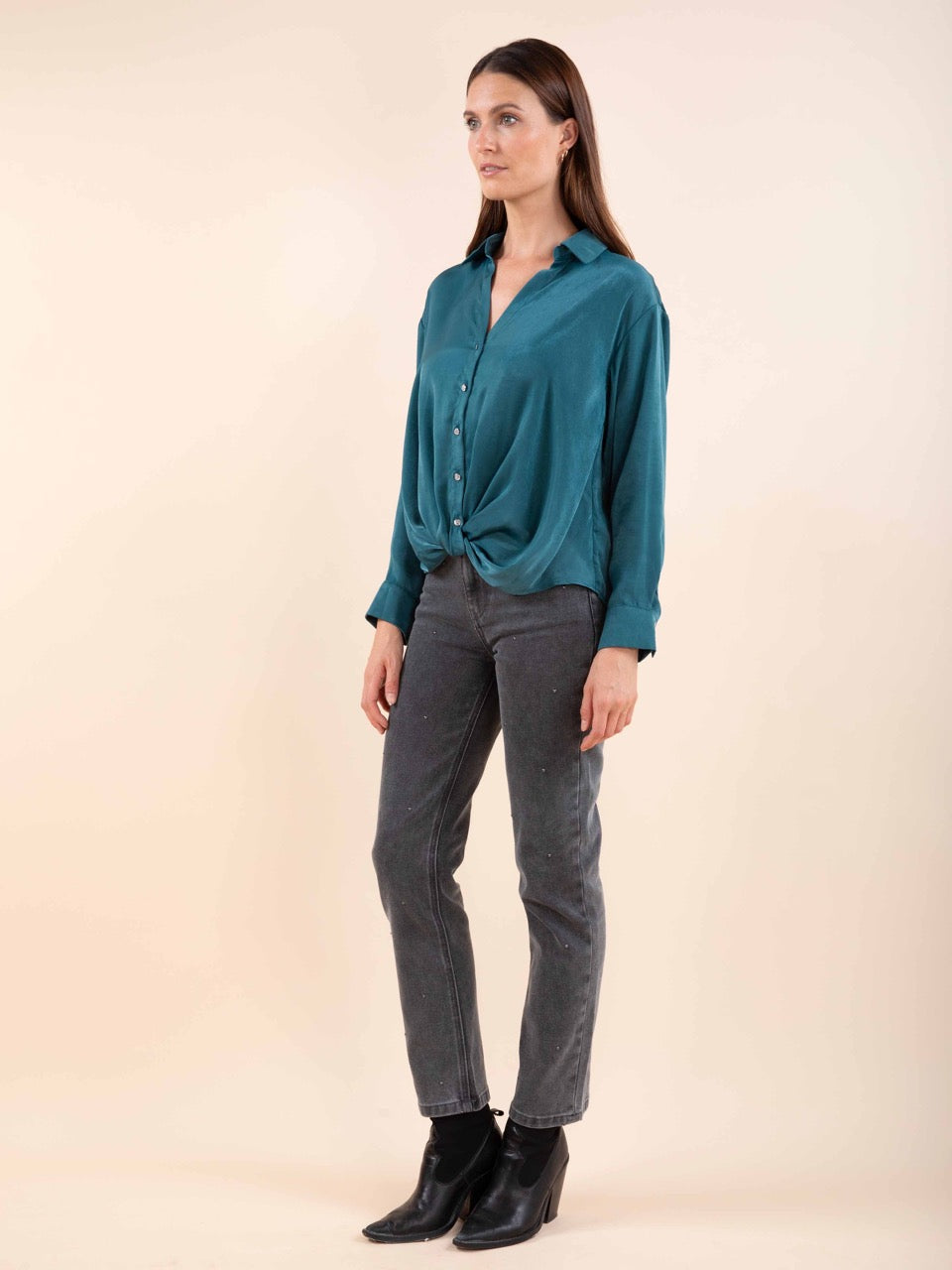 Satinierte Twist-Bluse
