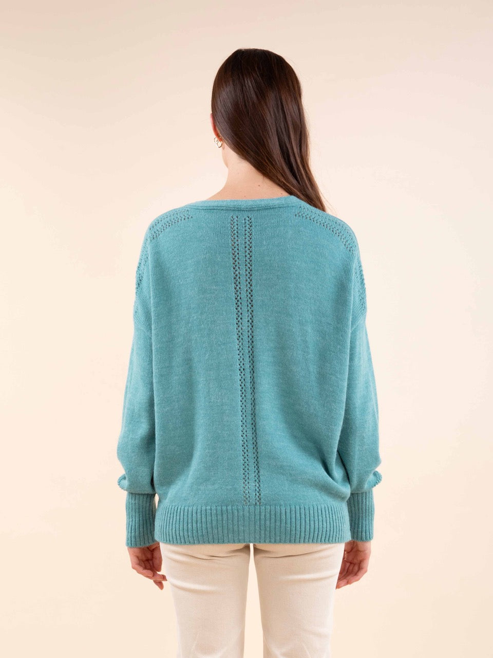 Reverso-Strickjacke aus Mischwolle in Graugrün