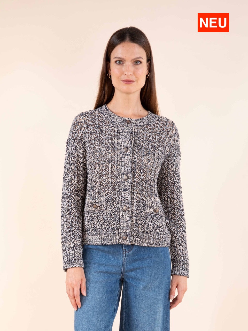 Dreifarbige Strickjacke