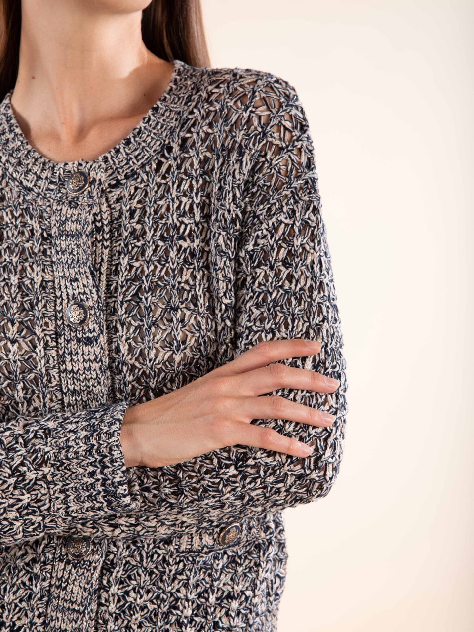 Dreifarbige Strickjacke