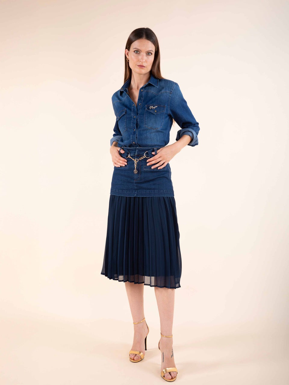 Rock aus Jeansstoff und Voile