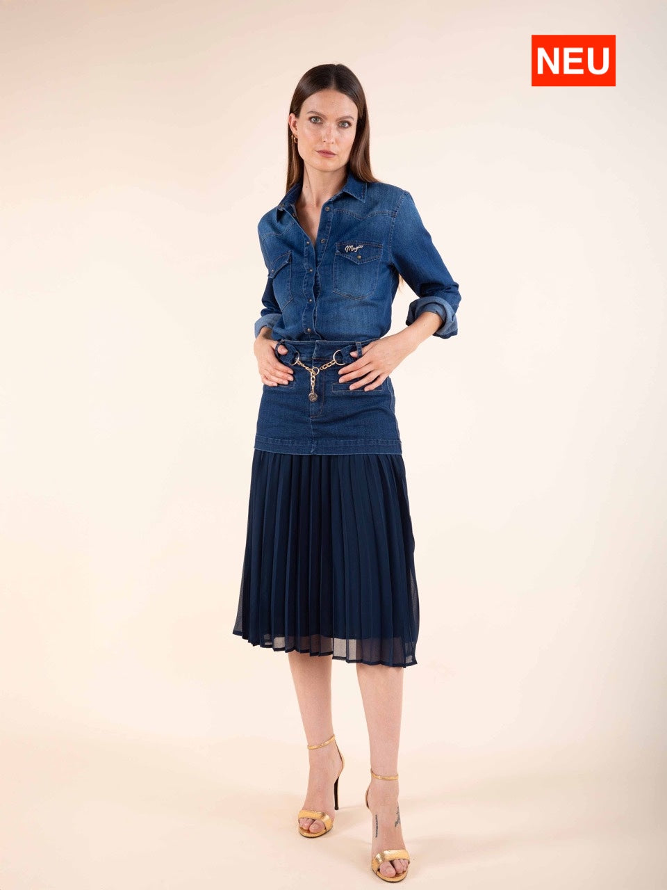 Rock aus Jeansstoff und Voile