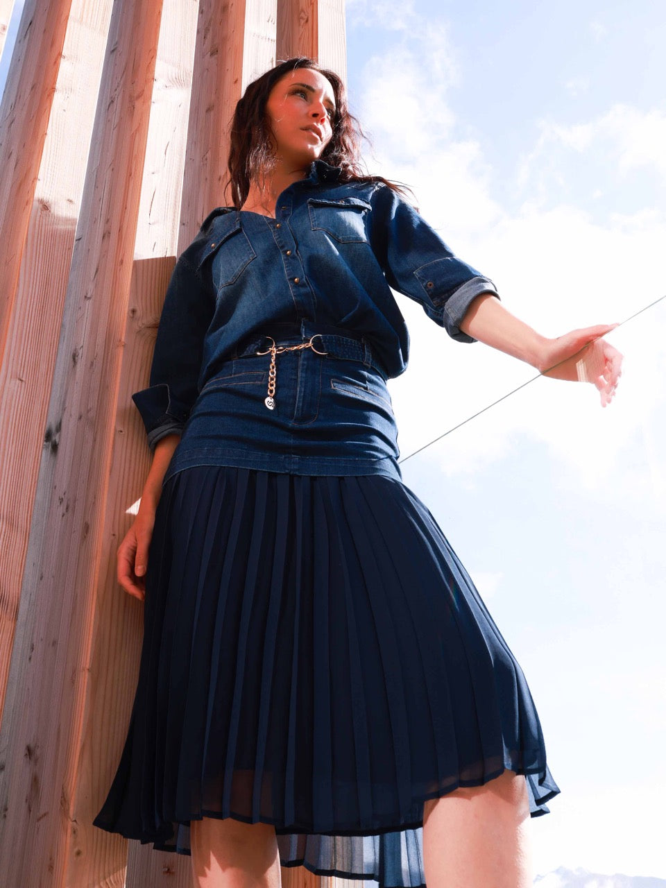 Rock aus Jeansstoff und Voile
