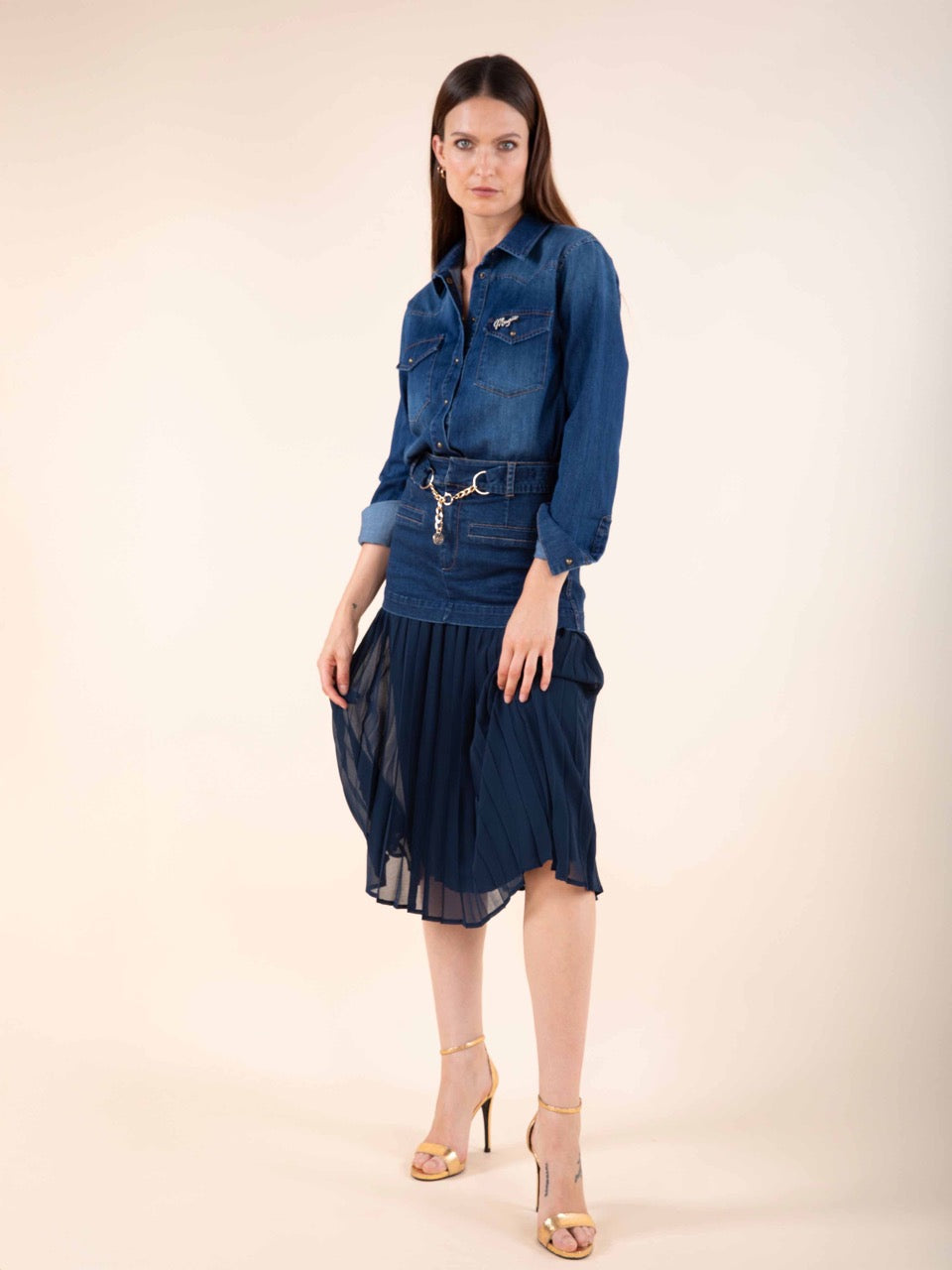 Rock aus Jeansstoff und Voile