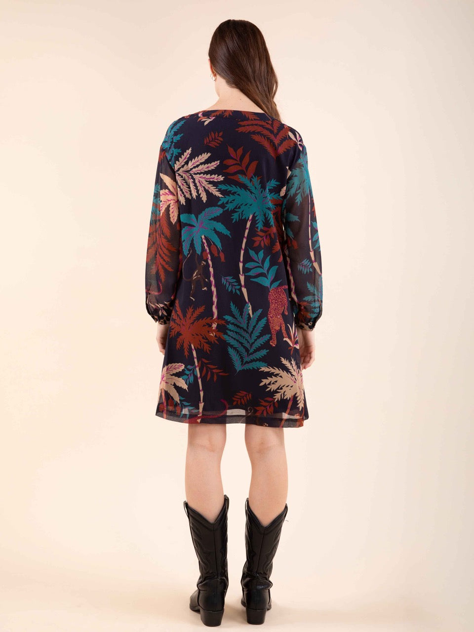 Bedrucktes Kleid mit Gürtel