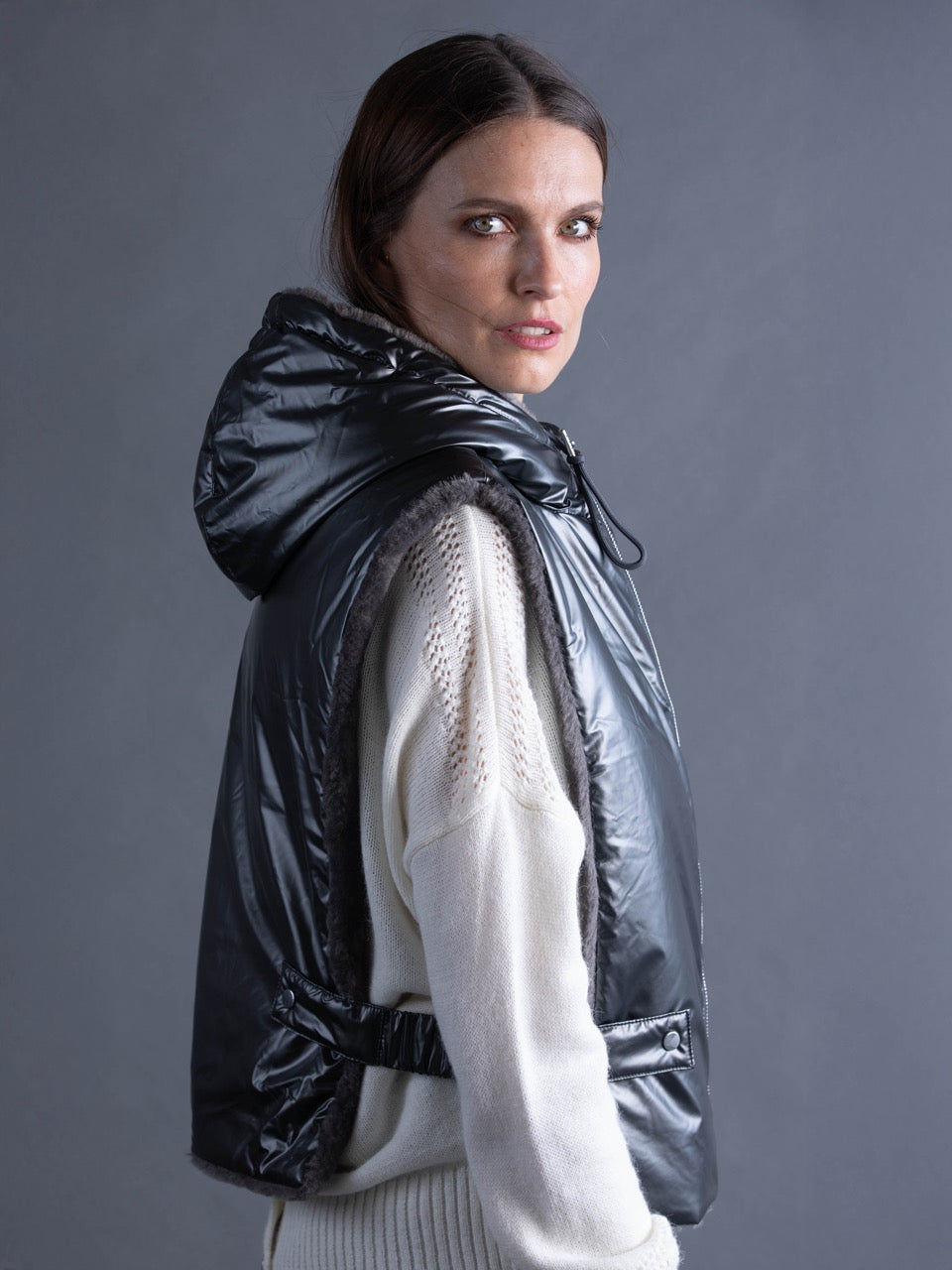 Wende-Daunenjacke mit Kapuze