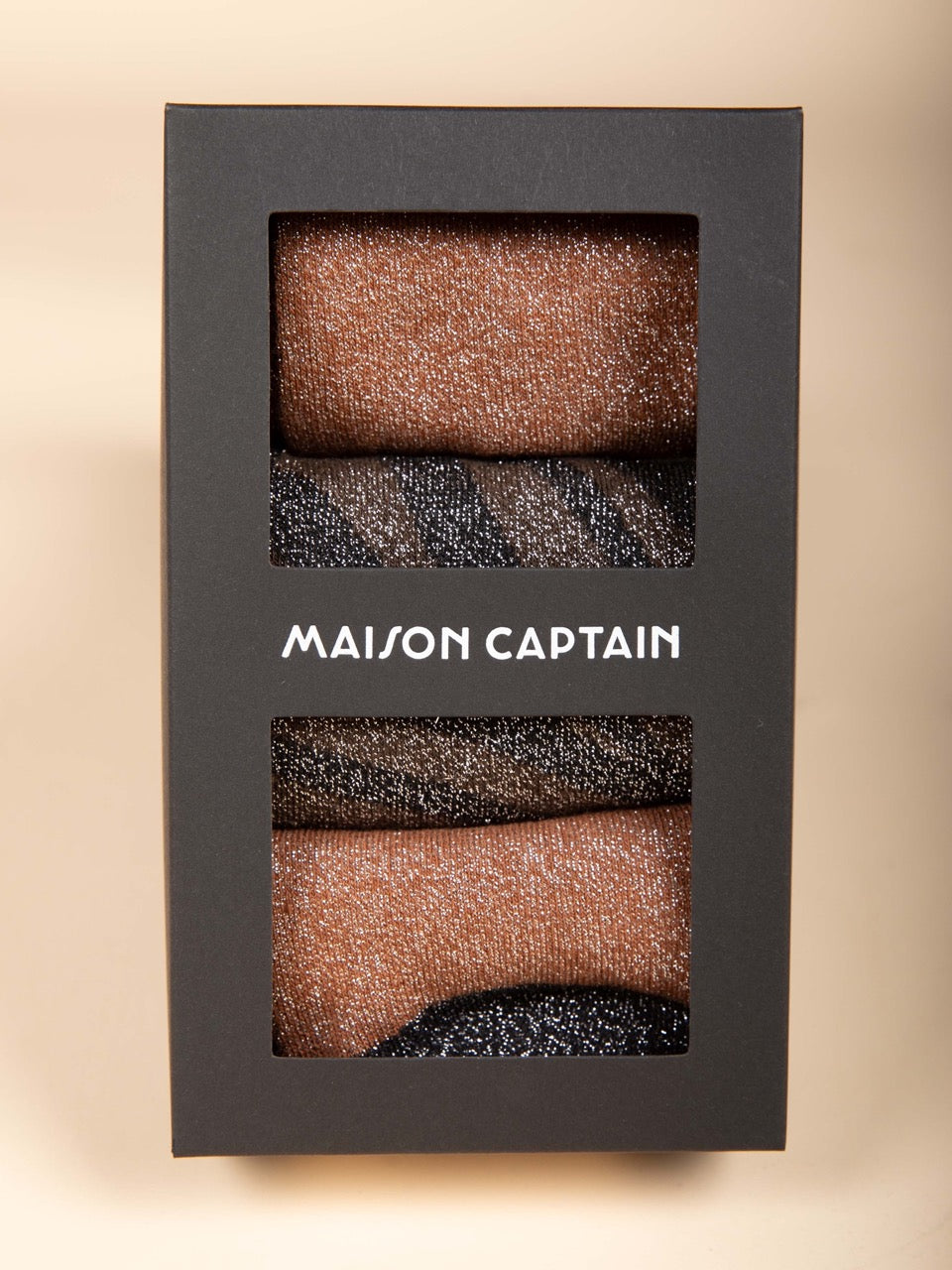 3er-Pack Lurex-Socken in Terracotta