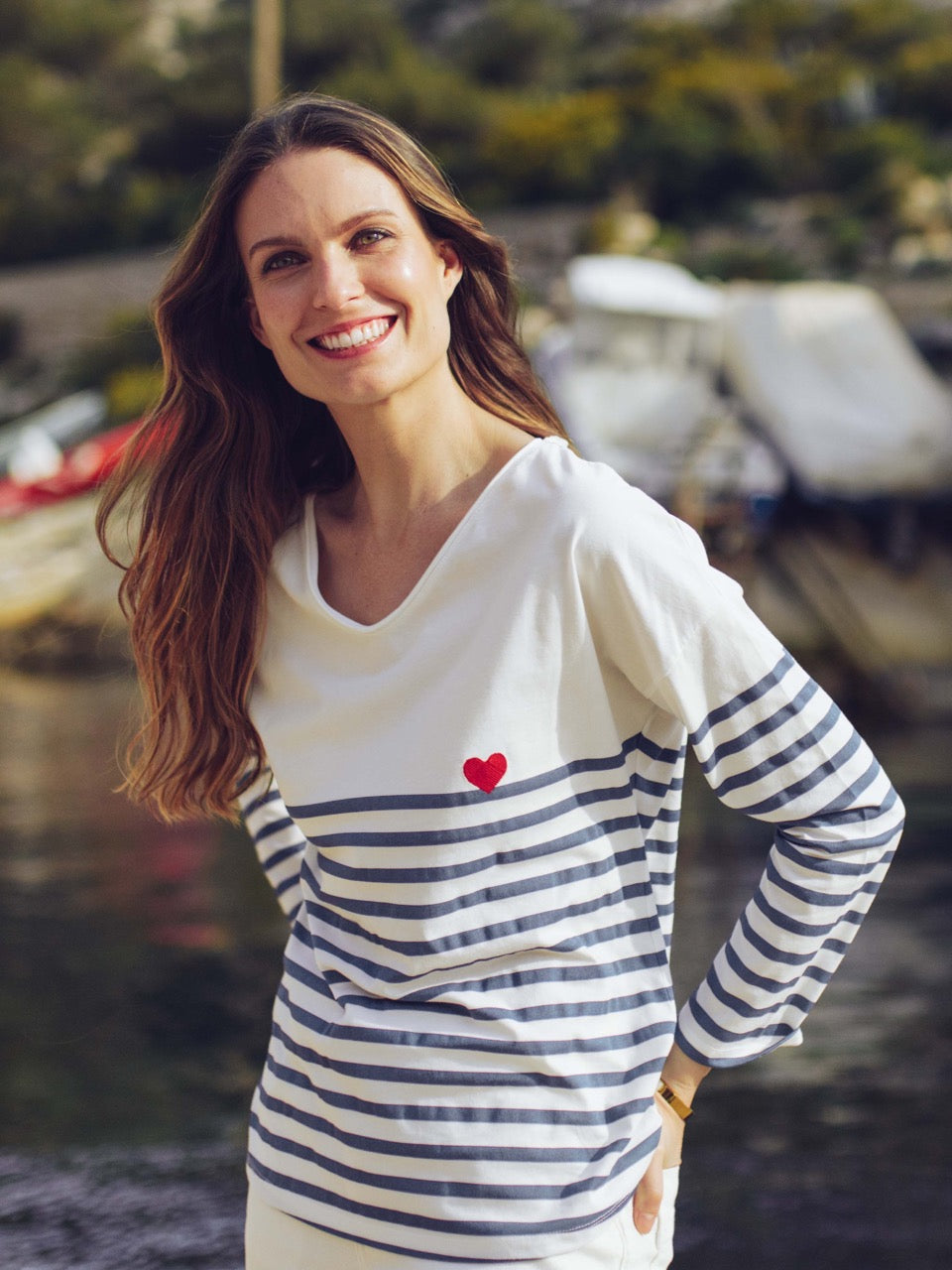 Gestreiftes T-Shirt in Tinte