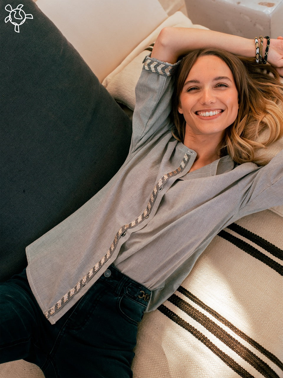 Gestreifte Bluse mit Pailletten