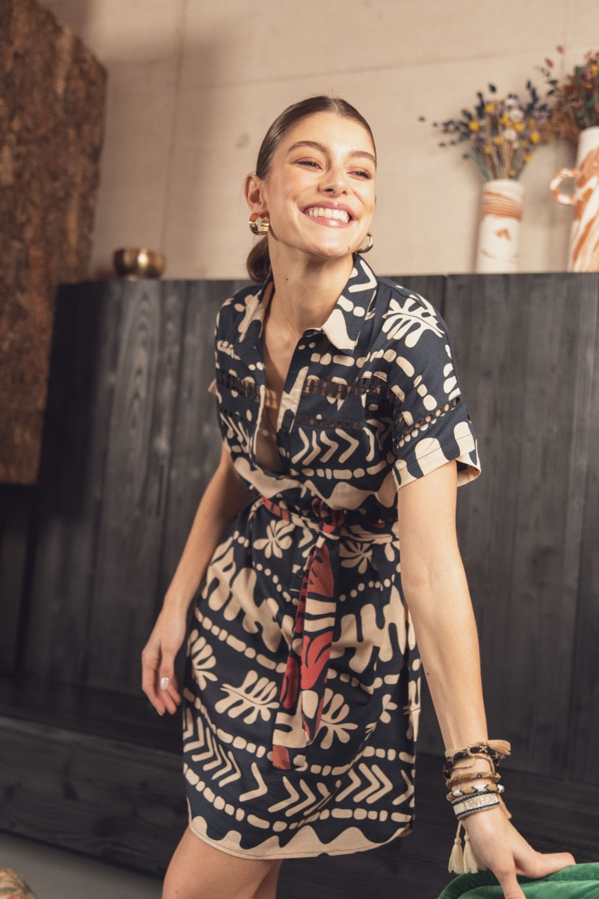 Kleid mit Lebensbaum-Druck