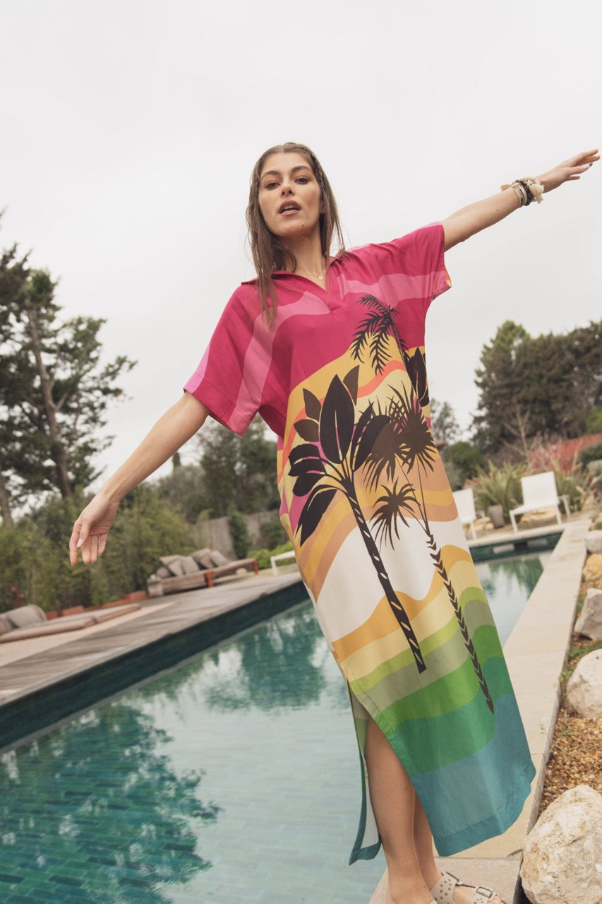 Kleid Palmen und Welle