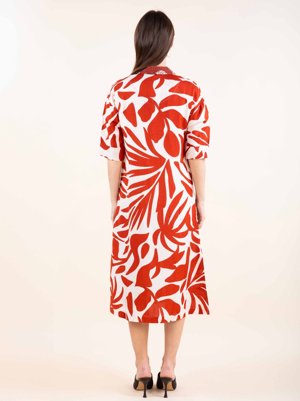 Bedrucktes Hemdkleid in Paprika