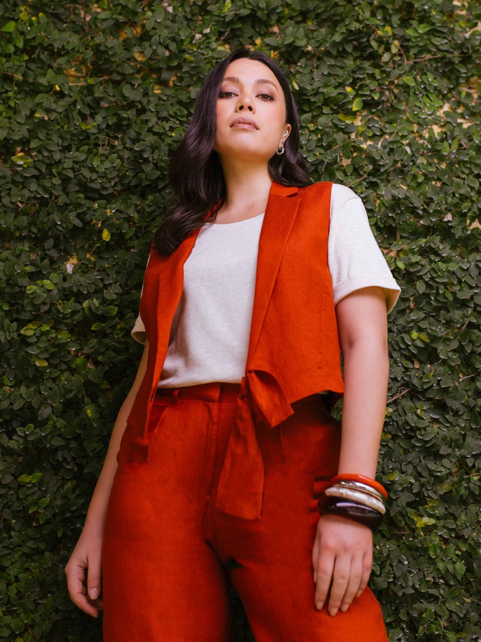 Ärmellose Jacke in Paprika