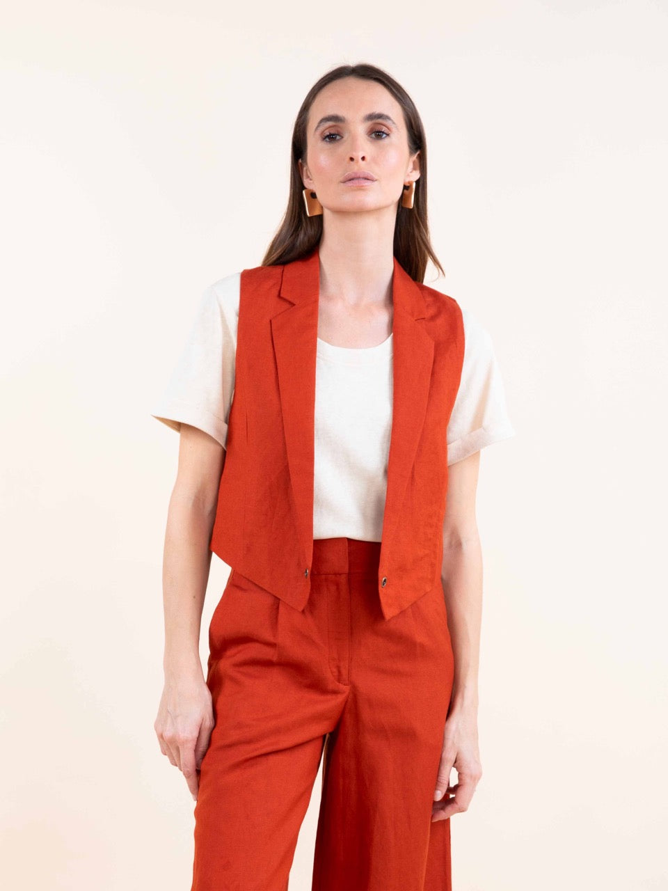Ärmellose Jacke in Paprika