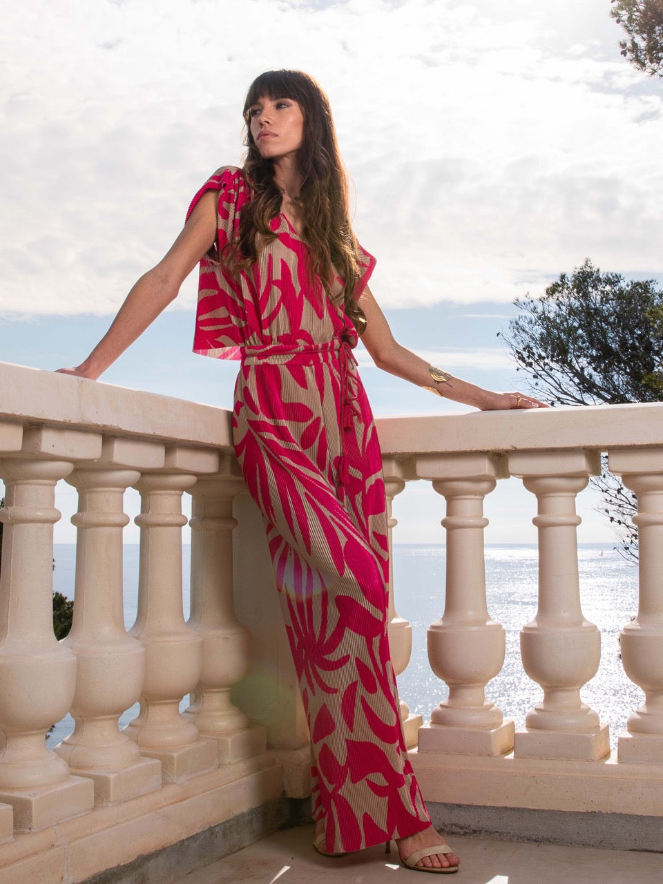 Plissierter Overall in Rosa