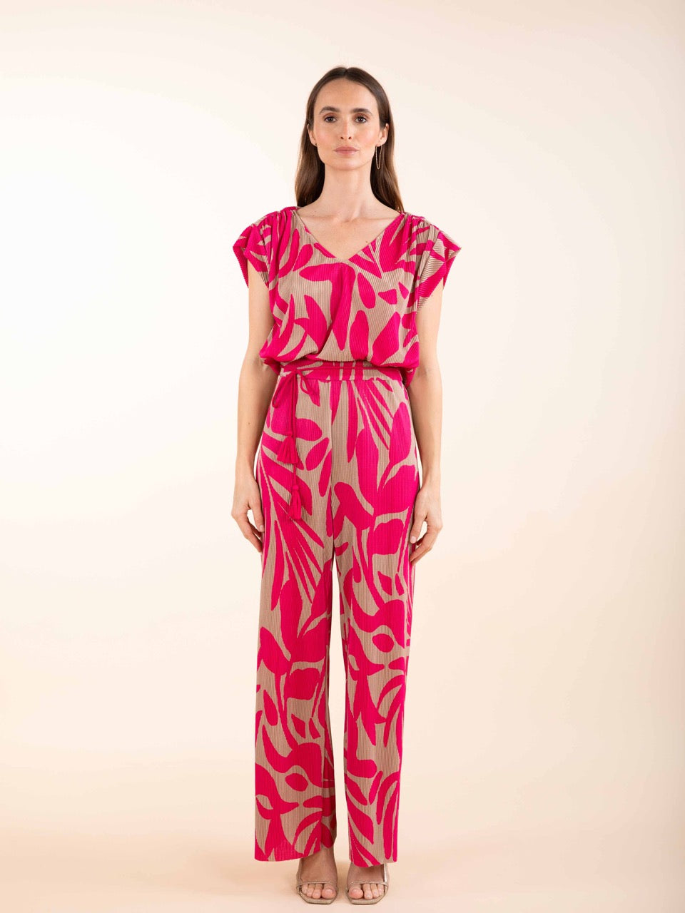 Plissierter Overall in Rosa