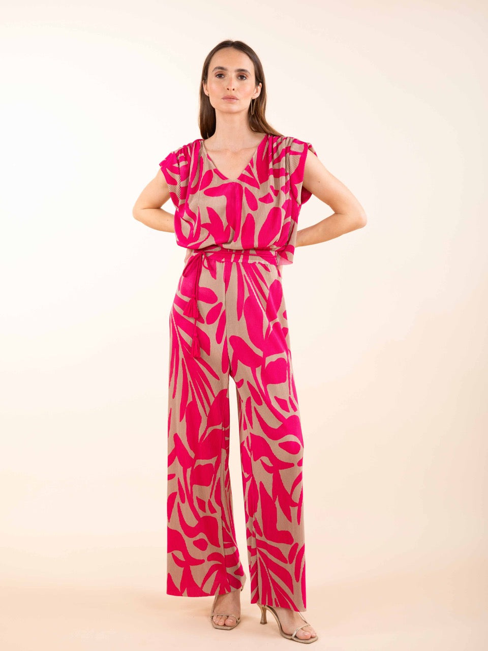 Plissierter Overall in Rosa
