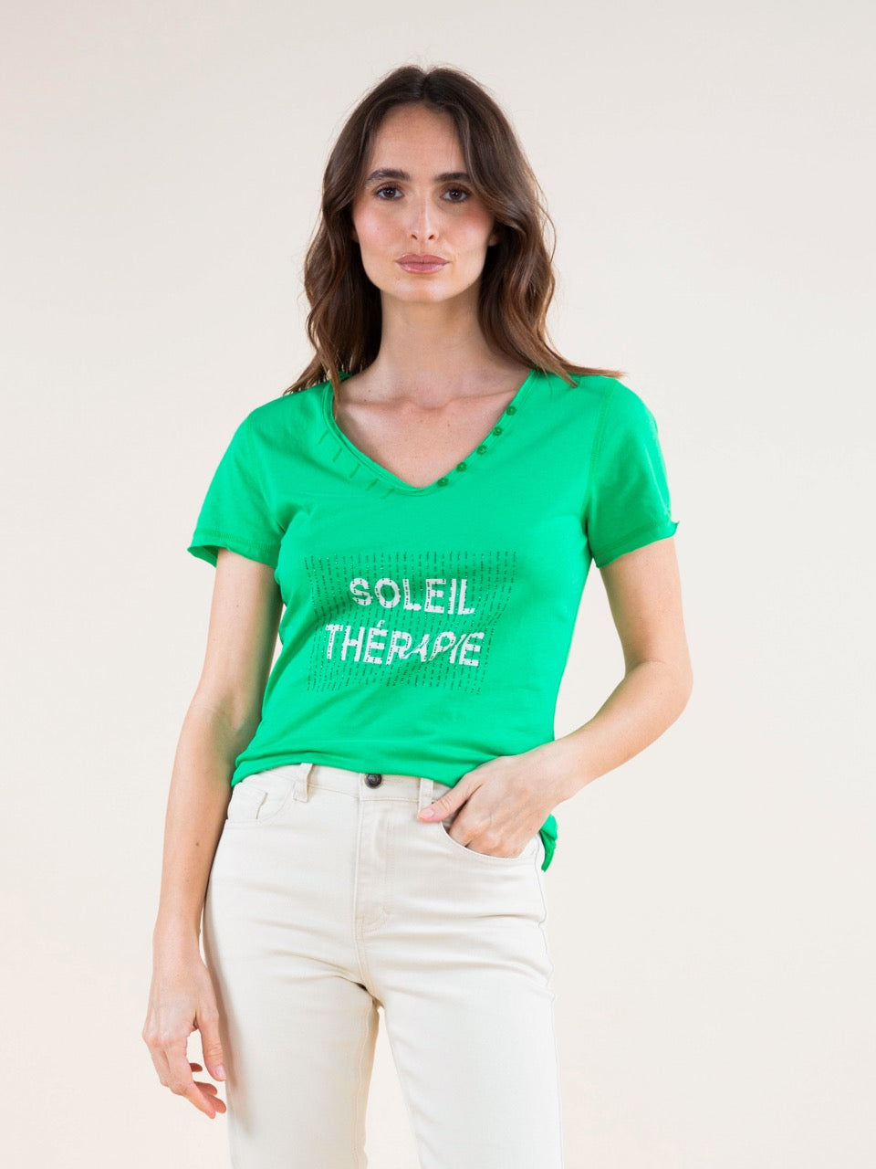 T-Shirt mit Strass in Grün
