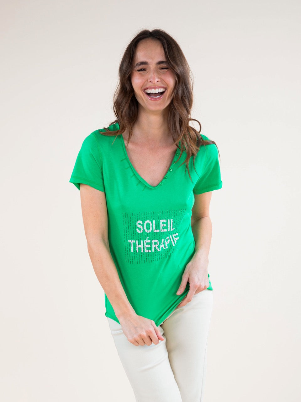 T-Shirt mit Strass in Grün