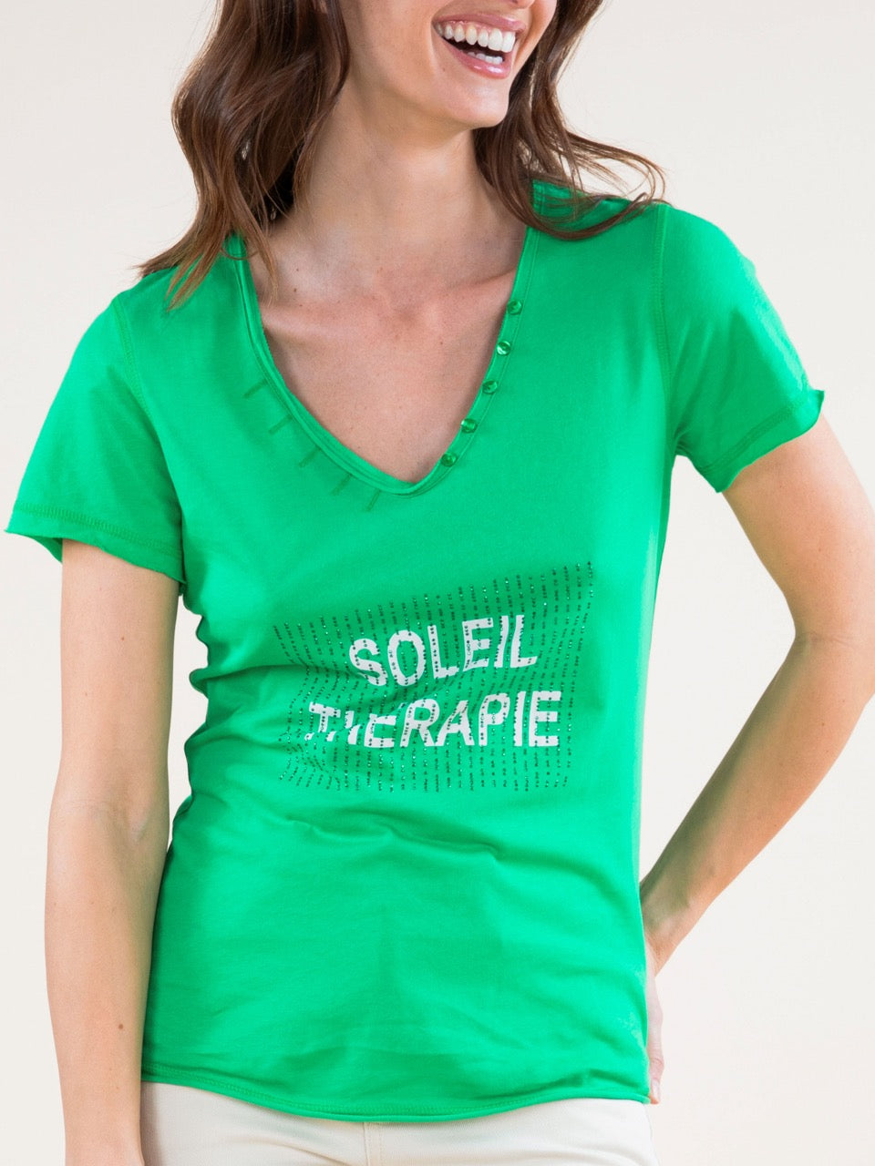 T-Shirt mit Strass in Grün