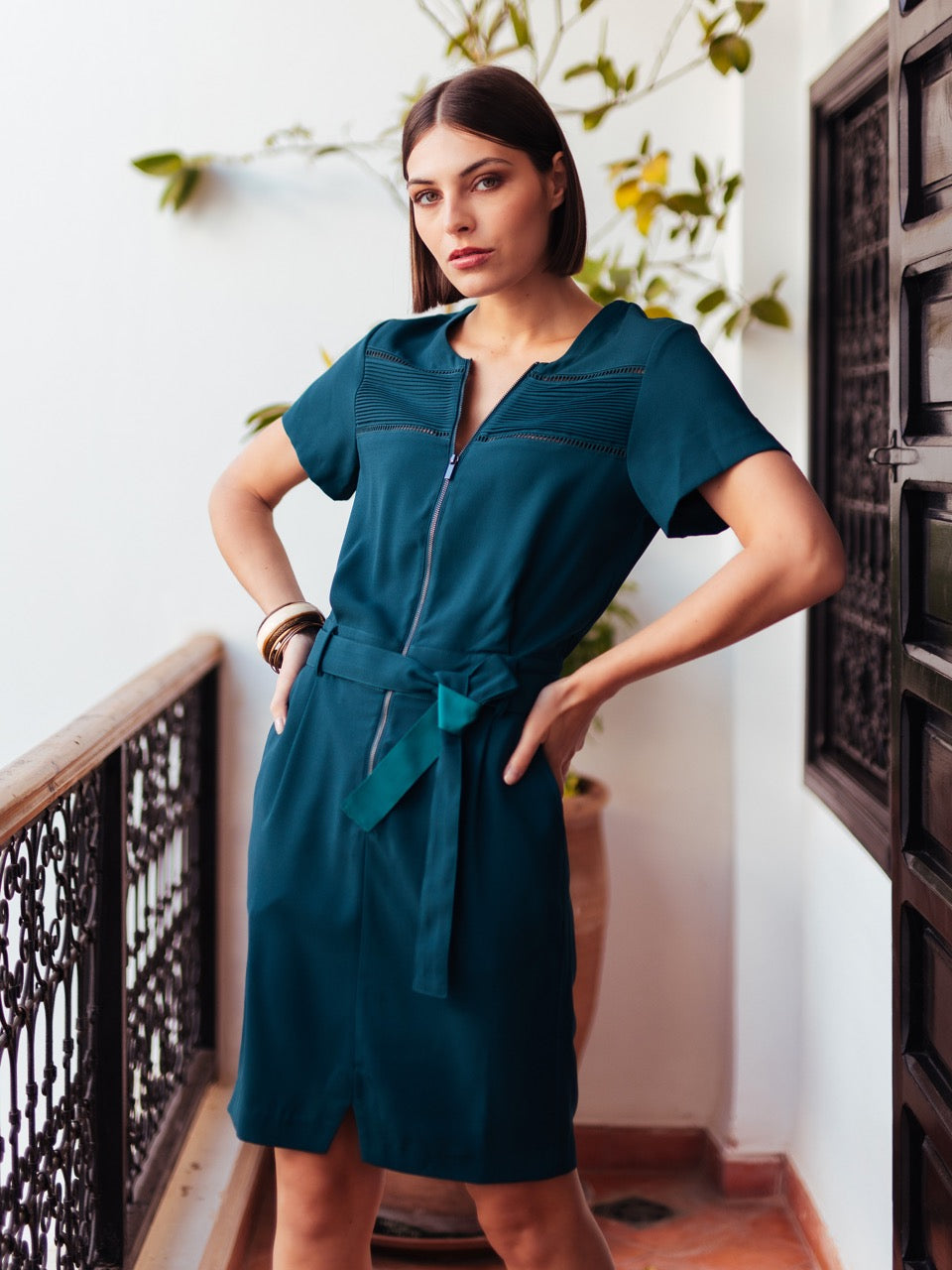 Kleid mit Reißverschluss in Canard