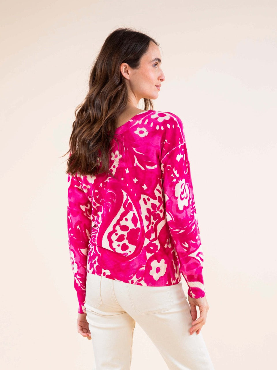 Pullover mit Bandana-Print in Rosa