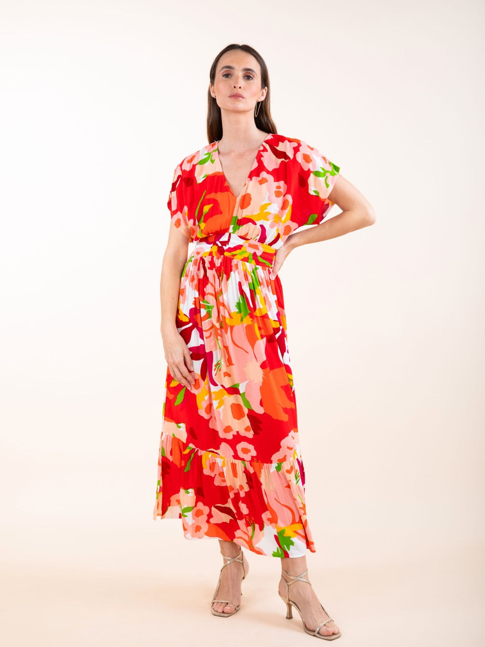Langes Kleid mit Blumenprint