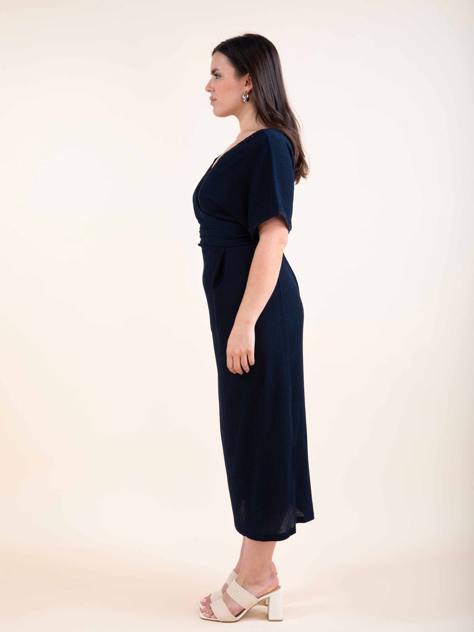 Wickelkleid mit Waffelmuster