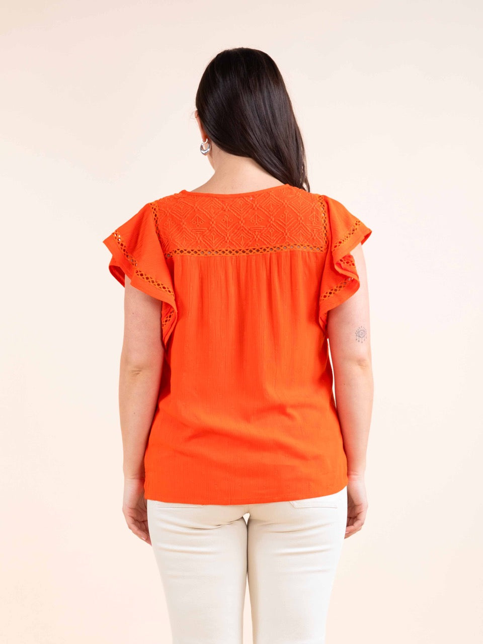 Plumetis-Bluse in Mandarine