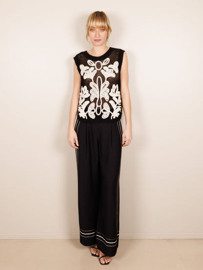 Zweifarbiges Makramee-Top