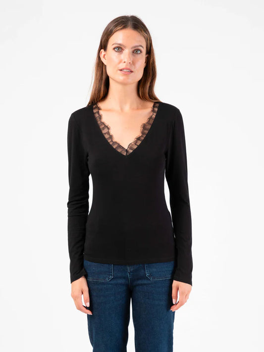 T-Shirt mit Spitze MONICA in Schwarz