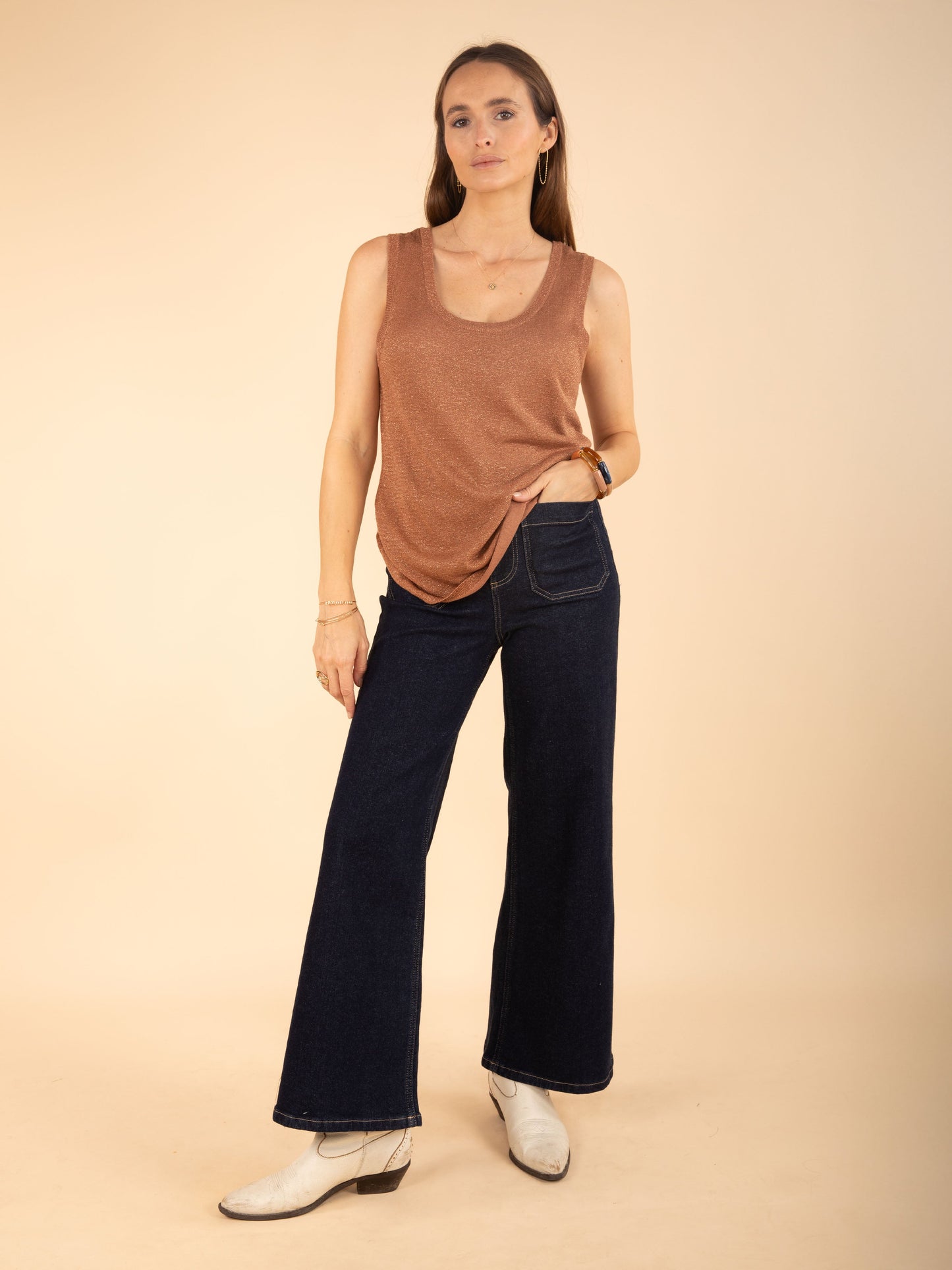 Irisierendes Top in Altrosa