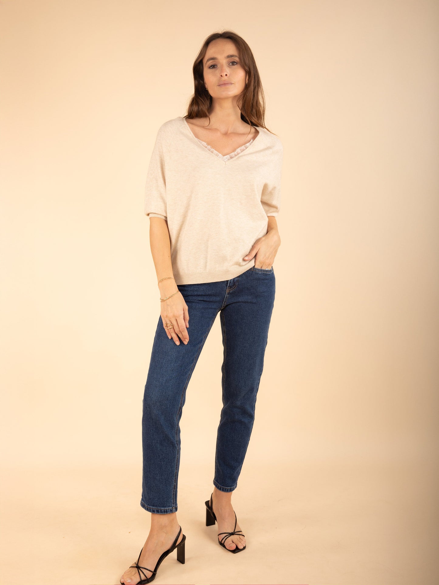 Pullover mit Spitzendetail