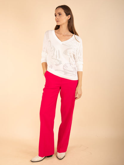 Pullover mit floralem Ajourmuster