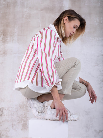 Gestreiftes Hemd in Rosa