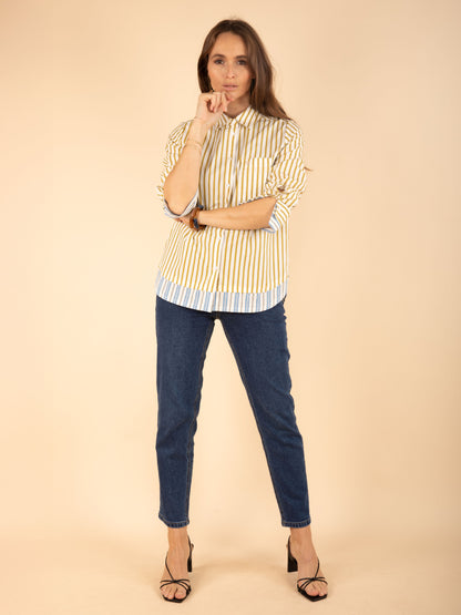 Gestreiftes Hemd in Kaki