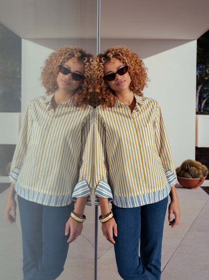 Gestreiftes Hemd in Kaki