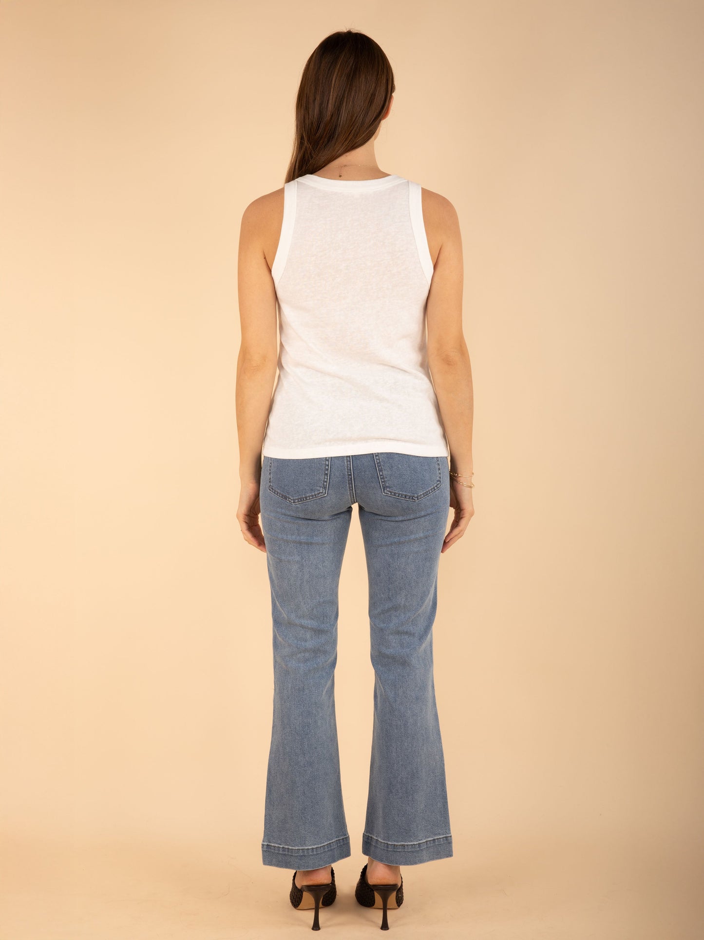 Tanktop mit Perlen in Weiß