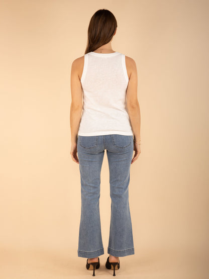 Tanktop mit Perlen in Weiß